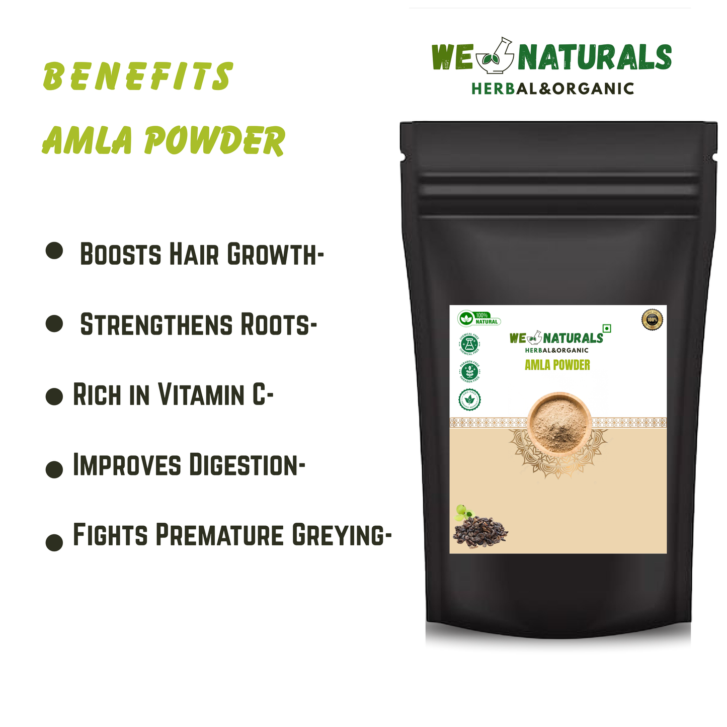 100% Pure Amla Powder for Hair & Skin – Natural Vitamin C, Herbal Supplement