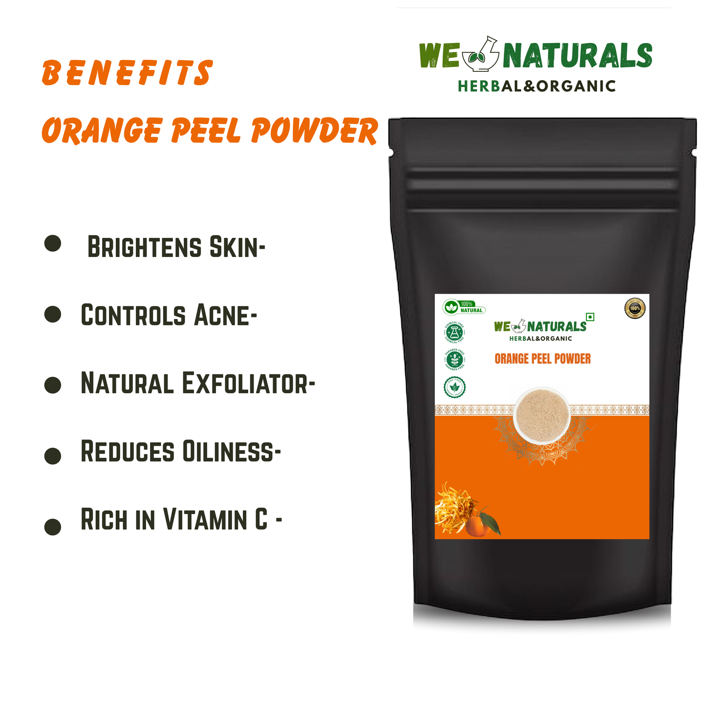 Orange Peel Herbal Powder – Brightening Skin & Cleansing Face Pack