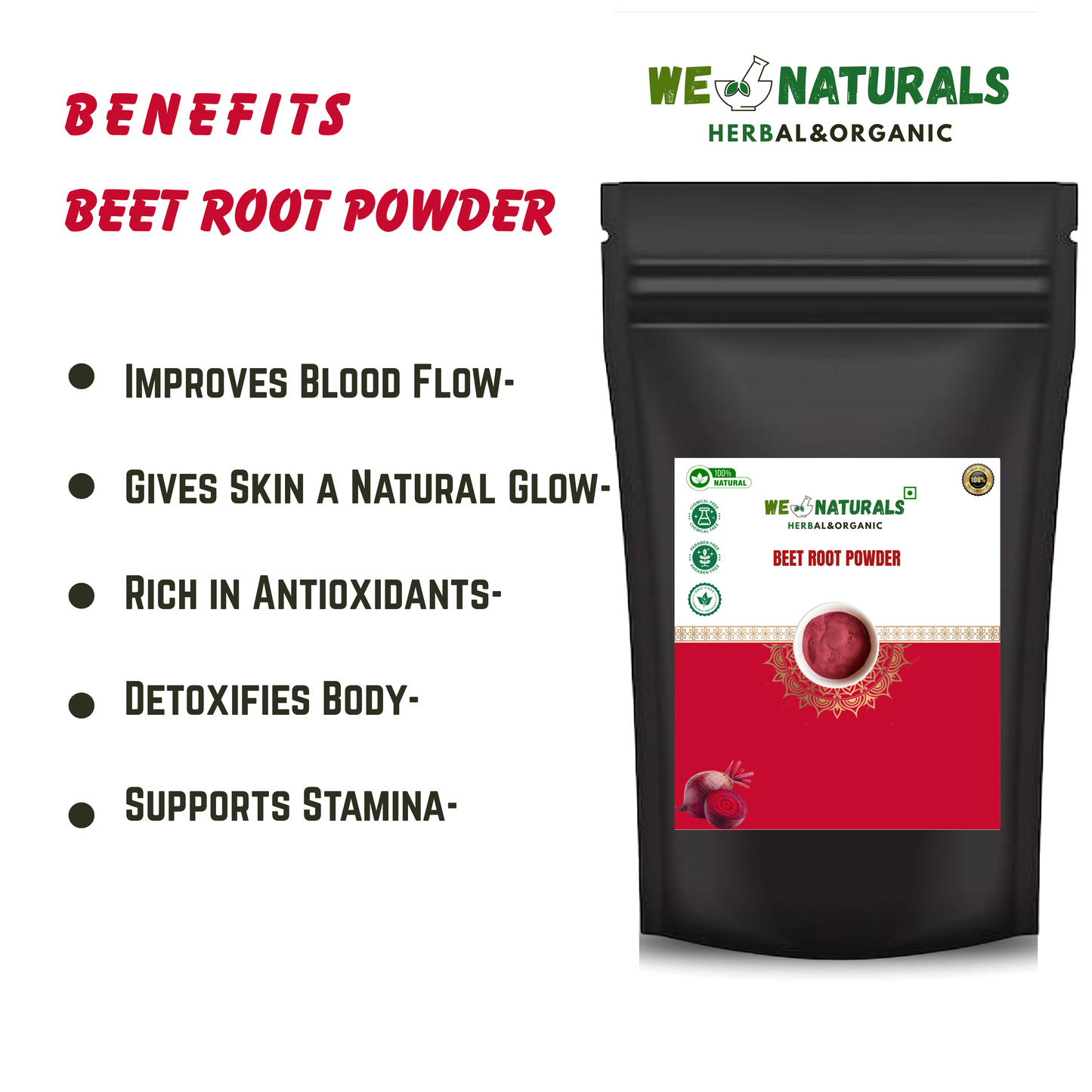 Herbal Beetroot Powder – Natural Skin Glow & Health Drink Mix