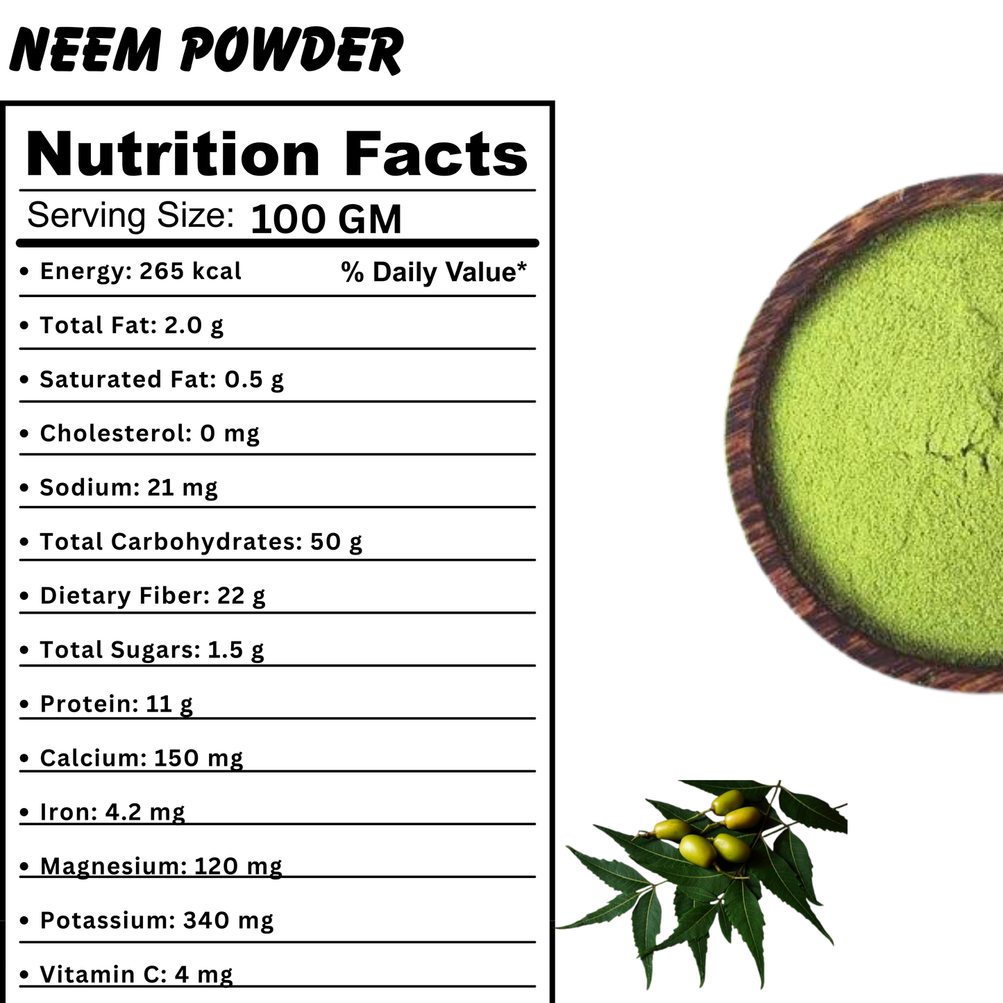 100% Natural Neem Leaf Powder – Detox, Acne & Hair Care