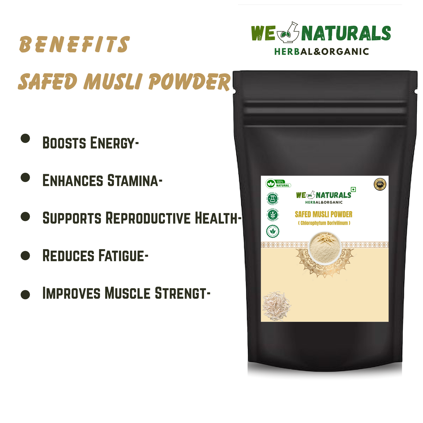 Safed Musli Herbal Powder – Energy, Vitality, & Wellness Supplement