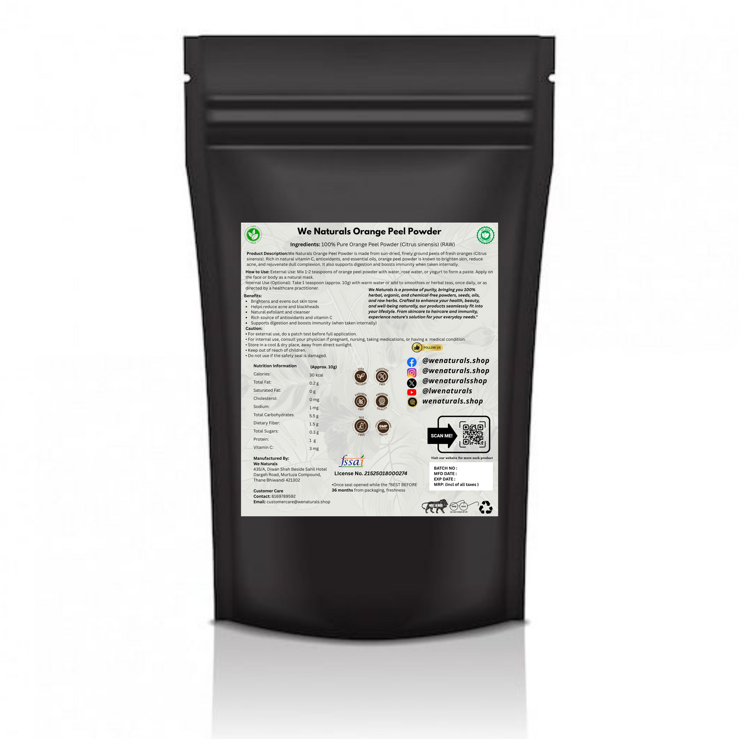 Orange Peel Herbal Powder – Brightening Skin & Cleansing Face Pack