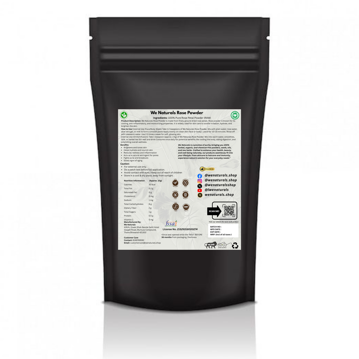 Pure Rose Petal Powder – Skin Toner & Natural Face Pack